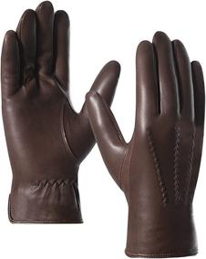 img 4 attached to Harssidanzar Italian Sheepskin Finished Cashmere Men's Accessories in Gloves & Mittens