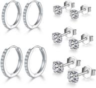 versatile sterling silver earrings set: small studs, hoops & cuffs for women, men, and girls logo