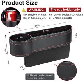 img 1 attached to 🚗 Car Seat Gap Filler with Cup Holder - 2 Pack Multifunctional Car Organizer for Cellphones, Wallets, Keys, and More!