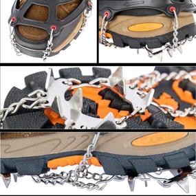 img 1 attached to ❄️ Drogeai Ice Cleats Snow Grips - 19 Spikes for Walking, Anti-Slip Traction Cleats, Snow & Ice Grippers for Hiking, Climbing, Fishing, Mountaineering & Walking