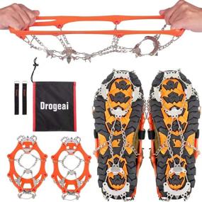 img 2 attached to ❄️ Drogeai Ice Cleats Snow Grips - 19 Spikes for Walking, Anti-Slip Traction Cleats, Snow & Ice Grippers for Hiking, Climbing, Fishing, Mountaineering & Walking