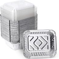 🍱 50pack xiafei 1lb aluminum foil pans with clear lids - recyclable containers for to-go food, freshness & spill resistance - 5.5"x 4.5"x 1.57 logo