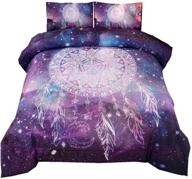 🌌 ntbed galaxy dream catcher comforter set queen purple: psychedelic bohemian mandala quilt for adult girls – starry sky bedding collection (3-piece) logo