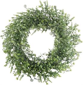 img 4 attached to 🌿 XYXCMOR 13-inch Faux Boxwood Wreath | Artificial Green Leaves Wreath | Eucalyptus Greenery Wreath for Front Door | Farmhouse Decor Spring Summer Wall Window Porch | Wedding Party Project