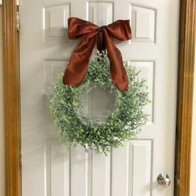 img 2 attached to 🌿 XYXCMOR 13-inch Faux Boxwood Wreath | Artificial Green Leaves Wreath | Eucalyptus Greenery Wreath for Front Door | Farmhouse Decor Spring Summer Wall Window Porch | Wedding Party Project