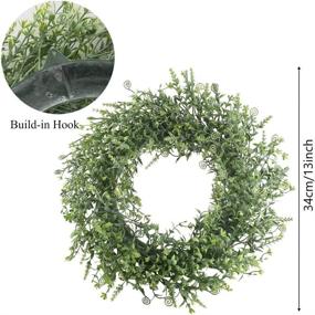 img 3 attached to 🌿 XYXCMOR 13-inch Faux Boxwood Wreath | Artificial Green Leaves Wreath | Eucalyptus Greenery Wreath for Front Door | Farmhouse Decor Spring Summer Wall Window Porch | Wedding Party Project