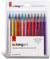 🎨 карандаши акварельные без деревянного сердечника kingart pro - 24 штуки, пакет 1 - яркие и выразительные цвета. логотип