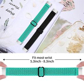 img 2 attached to OCEBEEC 2 Pack Elastic Bands for Fitbit Luxe - Adjustable Stretchy Nylon Sport Wristbands Replacement - Compatible with Fitbit Luxe Fitness and Wellness Tracker for Women and Men (Black + Mint Green)