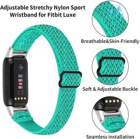 img 3 attached to OCEBEEC 2 Pack Elastic Bands for Fitbit Luxe - Adjustable Stretchy Nylon Sport Wristbands Replacement - Compatible with Fitbit Luxe Fitness and Wellness Tracker for Women and Men (Black + Mint Green)