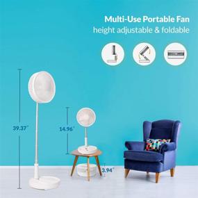img 2 attached to 🌀 Portable Standing Fan - Battery Operated & Rechargeable USB Fan | Primevolve - Adjustable Height Fan for Camping, Tent, and Travel - White