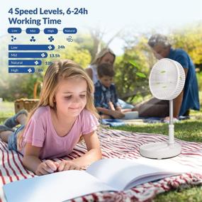 img 3 attached to 🌀 Portable Standing Fan - Battery Operated & Rechargeable USB Fan | Primevolve - Adjustable Height Fan for Camping, Tent, and Travel - White