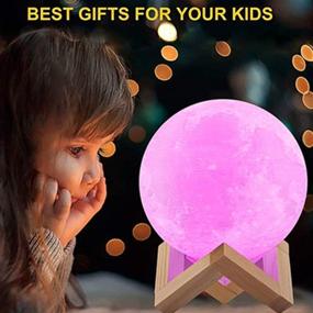 img 1 attached to 🌕 5.9 Inch Moon Lamp Night Light: 16 Colors, Stand, Remote & Touch Control, USB Rechargeable - Perfect Decorative Gift for Babies, Kids, and Moon Lovers