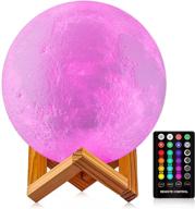 🌕 5.9 inch moon lamp night light: 16 colors, stand, remote & touch control, usb rechargeable - perfect decorative gift for babies, kids, and moon lovers логотип