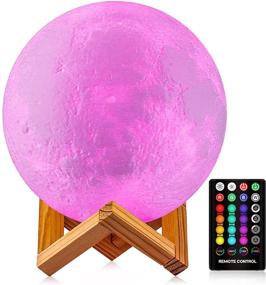 img 4 attached to 🌕 5.9 Inch Moon Lamp Night Light: 16 Colors, Stand, Remote & Touch Control, USB Rechargeable - Perfect Decorative Gift for Babies, Kids, and Moon Lovers