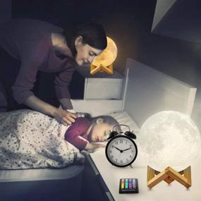 img 2 attached to 🌕 5.9 Inch Moon Lamp Night Light: 16 Colors, Stand, Remote & Touch Control, USB Rechargeable - Perfect Decorative Gift for Babies, Kids, and Moon Lovers