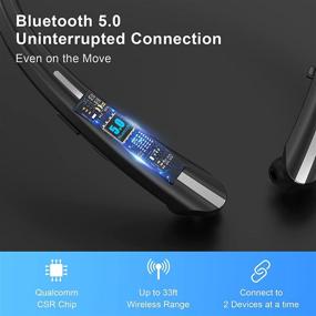 img 3 attached to 🎧 Наушники ECOSI Bluetooth с микрофоном CVC 8.0 и ретракторными наушниками - высококачественные беспроводные наушники-ободки, совместимые с iPhone Samsung LG Sony Android (черные)