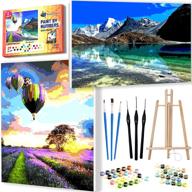 🎨 framed paint by numbers (2 pack) with detail brushes & table top easel | complete diy kits with pre-printed stretched canvas, premium tools & installation | ideal gift for beginners & adult hobbyists logo