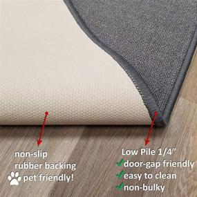 img 1 attached to Non-Slip Rubber Backed Grey Runner Rug - Pet Friendly 2x8 Kitchen Hallway Carpet Runner by Kapaqua