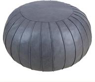 thgonwid handmade faux suede pouf 23"x14" - round footstool for living room, bedroom, and wedding - deep grey logo