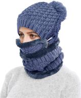 🧣 winter beanie hat scarf and mask set for women: cozy, thick warmth with slouchy knit and fleece lining - 3 piece ensemble логотип