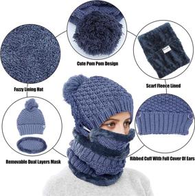 img 1 attached to 🧣 Winter Beanie Hat Scarf and Mask Set for Women: Cozy, Thick Warmth with Slouchy Knit and Fleece Lining - 3 Piece Ensemble