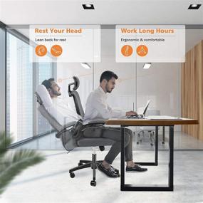 img 2 attached to 🪑 Engber Ergonomic Office Chair with Lumbar Support: Adjustable Design, Flit-up Arms, and Mesh High-Back for Home and Computer Desks