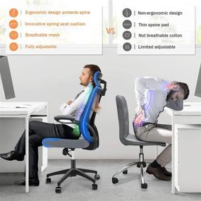 img 3 attached to 🪑 Engber Ergonomic Office Chair with Lumbar Support: Adjustable Design, Flit-up Arms, and Mesh High-Back for Home and Computer Desks