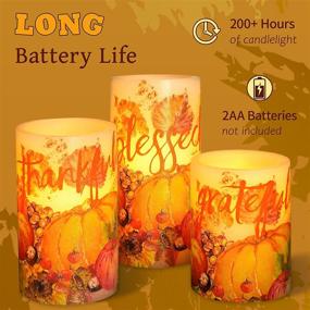 img 3 attached to 🍁 SILVERSTRO LED Flameless Candles with Remote - Autumn Harvest Maple Leaf Pumpkin Fake Candles, Set of 3