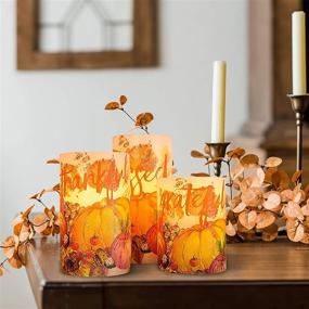 img 2 attached to 🍁 SILVERSTRO LED Flameless Candles with Remote - Autumn Harvest Maple Leaf Pumpkin Fake Candles, Set of 3