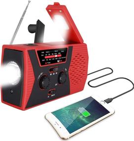 img 4 attached to 🔋 Portable Solar Hand Crank Emergency Radio: AM/FM NOAA Weather, Flashlight, Power Bank Charger for Smart Phone - SOS Alarm included