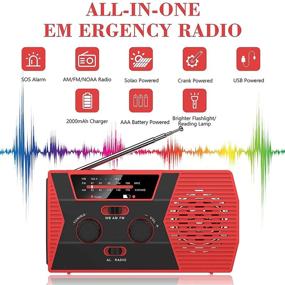 img 3 attached to 🔋 Portable Solar Hand Crank Emergency Radio: AM/FM NOAA Weather, Flashlight, Power Bank Charger for Smart Phone - SOS Alarm included