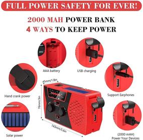 img 1 attached to 🔋 Portable Solar Hand Crank Emergency Radio: AM/FM NOAA Weather, Flashlight, Power Bank Charger for Smart Phone - SOS Alarm included