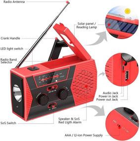 img 2 attached to 🔋 Portable Solar Hand Crank Emergency Radio: AM/FM NOAA Weather, Flashlight, Power Bank Charger for Smart Phone - SOS Alarm included