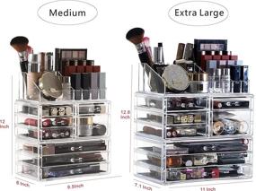 img 2 attached to 💄 Cq Acrylic Clear Makeup Organizer and Storage: Large Stackable Cosmetic Display Case with 8 Drawers for Organizing Jewelry, Hair Accessories, and Skincare Products – Set of 3