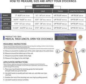 img 3 attached to Truform Medium Beige Thigh High Compression Stockings - Open Toe, 20-30 mmHg for Men and Women