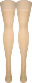 img 1 attached to Truform Medium Beige Thigh High Compression Stockings - Open Toe, 20-30 mmHg for Men and Women