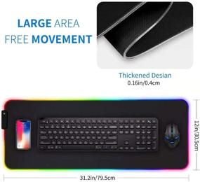 img 1 attached to 💡 Optimized Water Resistant RGB Gaming Mouse Pad - Extended Large Soft LED Mouse Mat with 14 Lighting Modes, 2 Brightness Options | Size: 31.5x11.8 Inches | Rubber Gaming Keyboard and Mouse Mat Pad