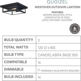 img 1 attached to 🏞️ Quoizel WVR1612EK Westover Modern Industrial Outdoor Flush Mount Ceiling Lighting - 2-Light, 120 Watts, Earth Black (4"H x 12"W) - Stylish and Durable Outdoor Lighting Solution