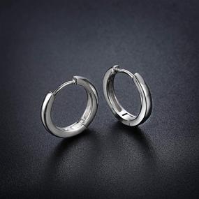 img 1 attached to 8mm Sterling Silver Huggie Hoop 💎 Sleeper Earrings for Cartilage Piercing (Tiny Hoop Earrings)