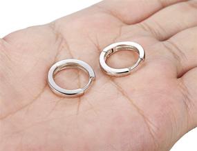 img 3 attached to 8mm Sterling Silver Huggie Hoop 💎 Sleeper Earrings for Cartilage Piercing (Tiny Hoop Earrings)