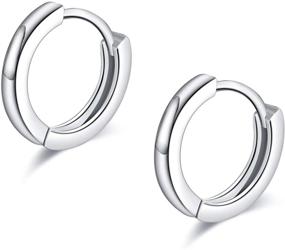 img 4 attached to 8mm Sterling Silver Huggie Hoop 💎 Sleeper Earrings for Cartilage Piercing (Tiny Hoop Earrings)