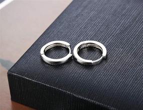 img 2 attached to 8mm Sterling Silver Huggie Hoop 💎 Sleeper Earrings for Cartilage Piercing (Tiny Hoop Earrings)