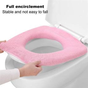 img 1 attached to 🚽 Soft &amp; Warm Toilet Seat Covers – Comfy Bathroom Seat Pad for Cold Winter, Washable Elastic Cloth Seat Cushion (Pink)