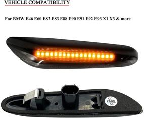 img 2 attached to 🚗 Enhance Your BMW's Safety with Smoke LED Side Marker Turn Signal Lights - Perfect Replacement for E46, E60, E82, E83, E88, E90, E91, E92, E93, X1, X3, 325i, 328i, 335i, 525i, 528xi, 530xi, and More - Driver & Passenger Side Turn Signal Lamp Assembly