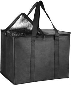 img 1 attached to 🛍️ 2 Pack of Extra Large Insulated Reusable Grocery Bags with Sturdy Zipper and Reinforced Handle - Keep Your Food Fresh and Shopping Convenient