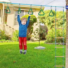 img 2 attached to 🐒 Dolibest Monkey Bars Swing Trapeze Bar Set for Kids - Playground Monkey Bars with Rings Swing Sets for Backyard - Ninja Course Playset for Kids Outside Play - Monkey Bars (2Pcs)