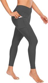 img 4 attached to Miss Adola Women's High Waisted Yoga Pants with Pockets: Tummy Control Non-See Through Leggings