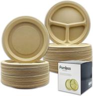 pamboo eco-friendly compostable 9 inch bamboo round plates and round 3 compartment plates+ logo