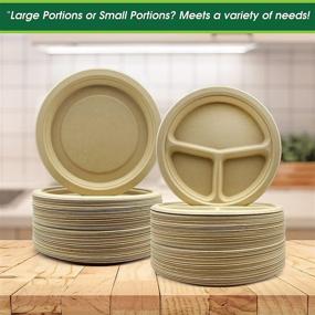 img 1 attached to Pamboo Eco-friendly Compostable 9 Inch Bamboo Round Plates and Round 3 Compartment Plates+