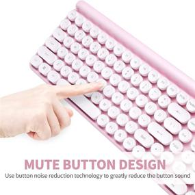 img 1 attached to 🎀 2.4G Wireless Retro Circular Floating Keycap Keyboard and Mouse Combo - Ideal for PC, Windows, Laptop (Pink)